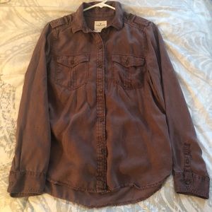 AMERICAN EAGLE Purple Boyfriend Shirt Sz MEDIUM
